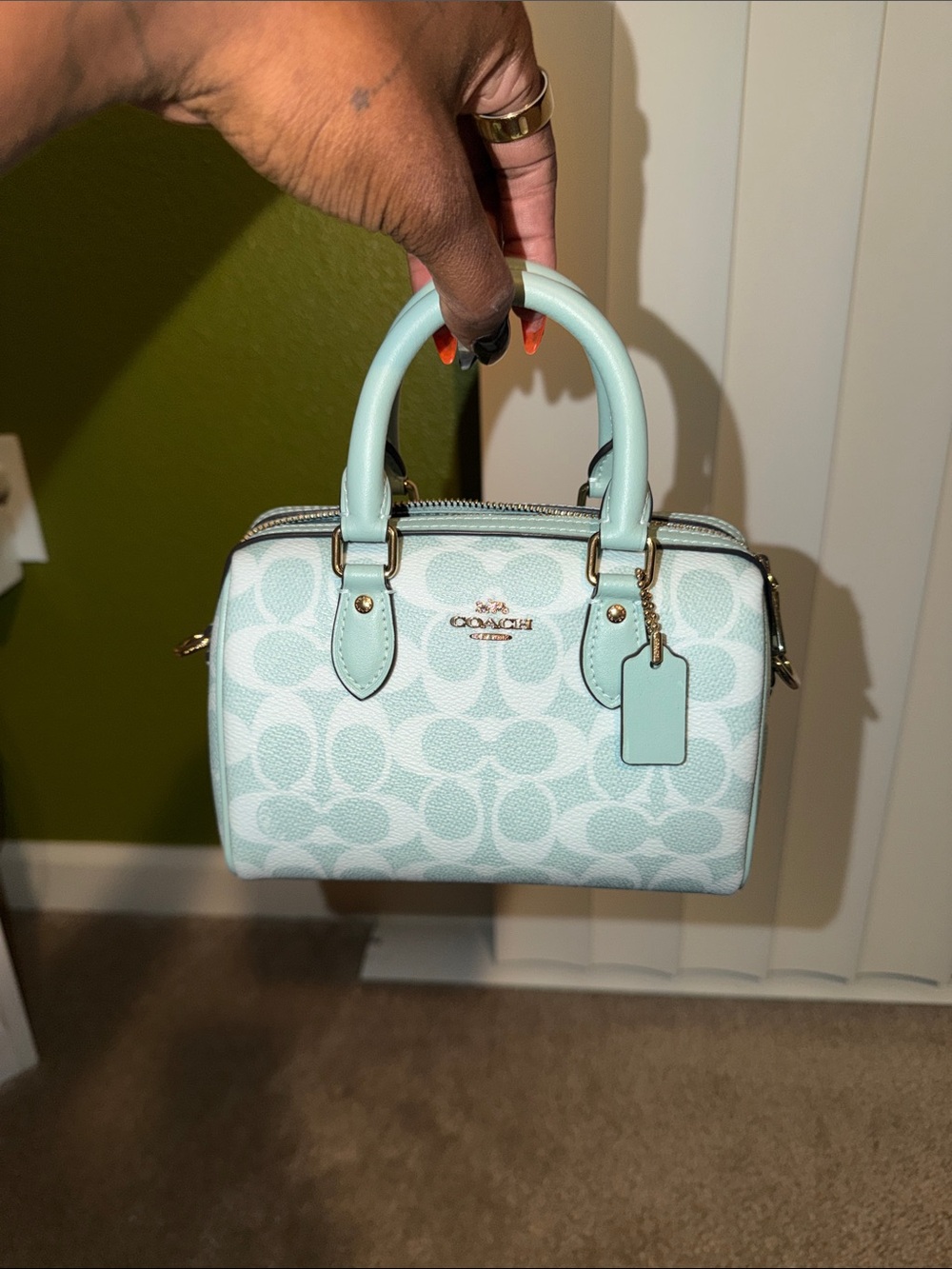 Coach Mini Satchel in Mint Blue